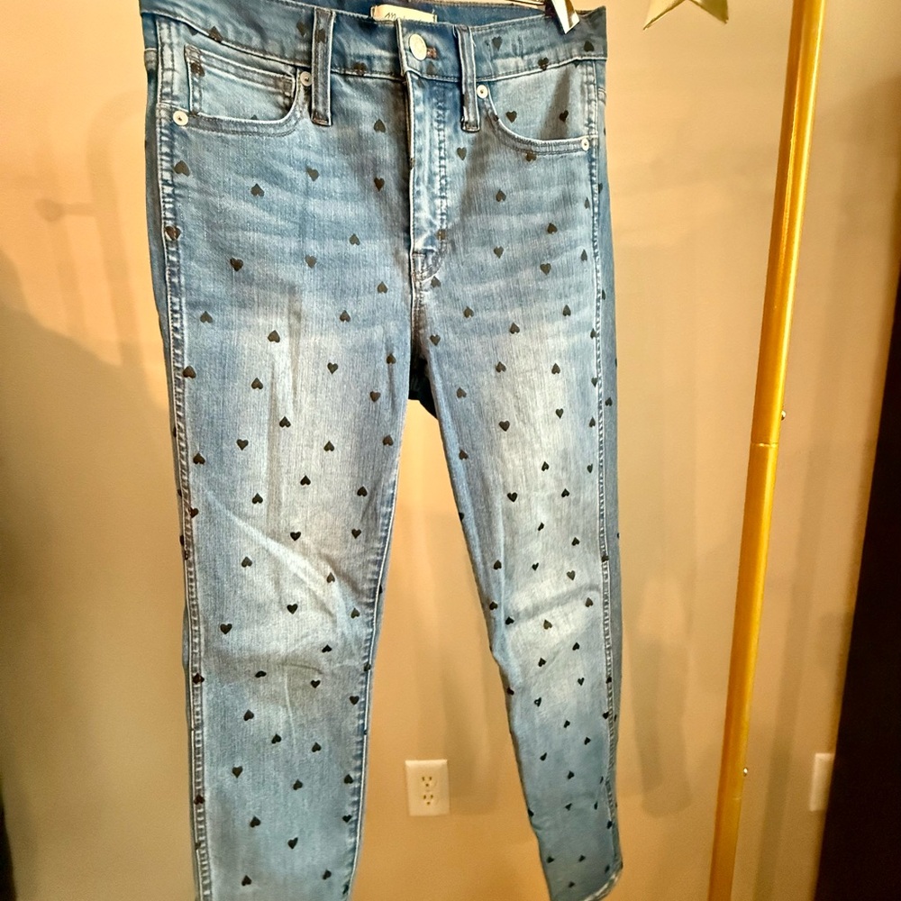 Madewell Heart Print Skinny Jeans 27 High Rise Ankle Denim - Picture 8 of 11